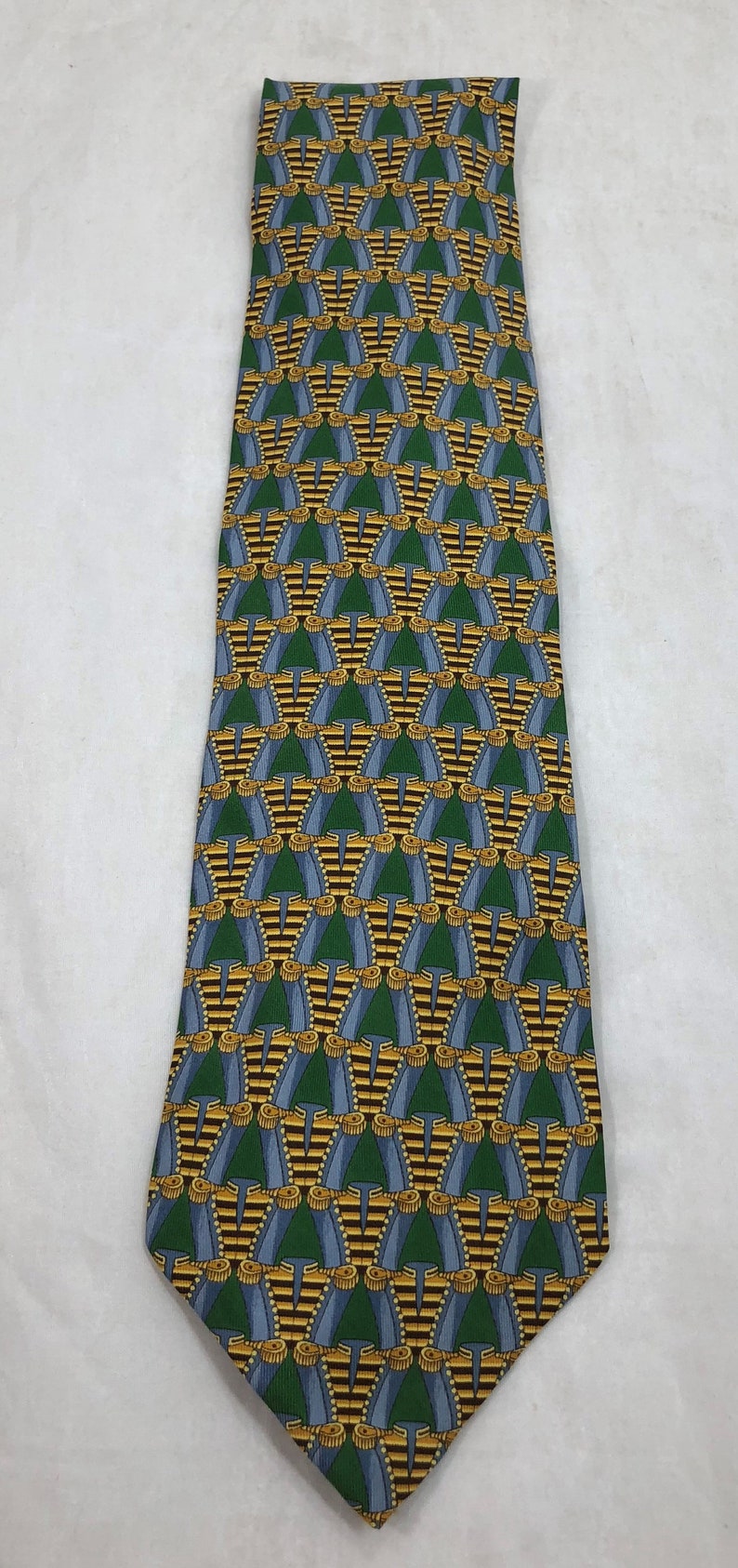10cm 152cm ClassicWide MAKE OFFER 4 Massimo Livio Silk Gold Green Necktie Tie 60