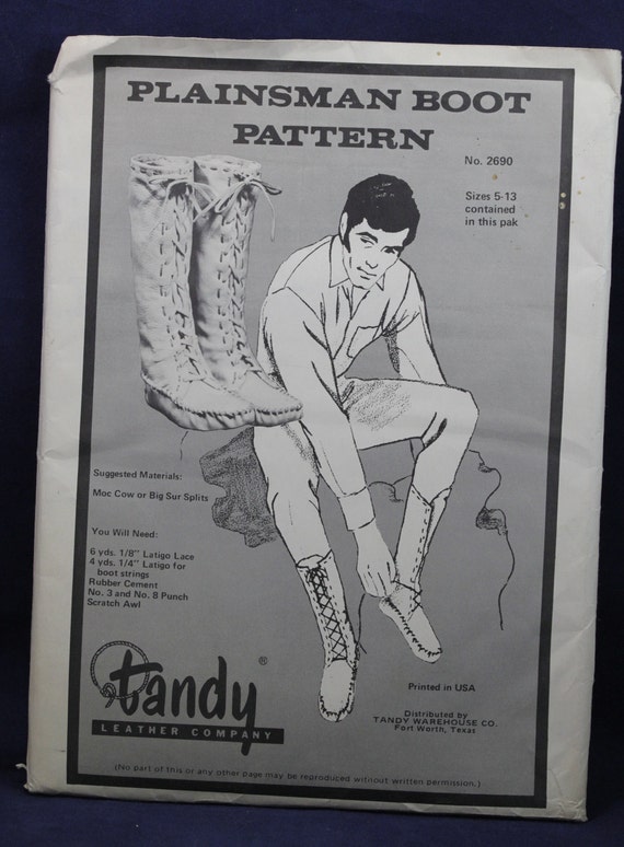 Vintage Plainsman Boot Pattern Pack Tandy Leather 2690 New Image 0