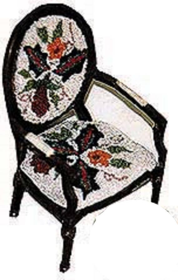 Pomegranate Chair Doll House Miniature Anna G Brazilian Embroidery AG3188 WHITE