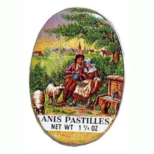 Tin Candy France Les Anis de Flavigny Mint Flavored Anise 3.25"x 2.25"