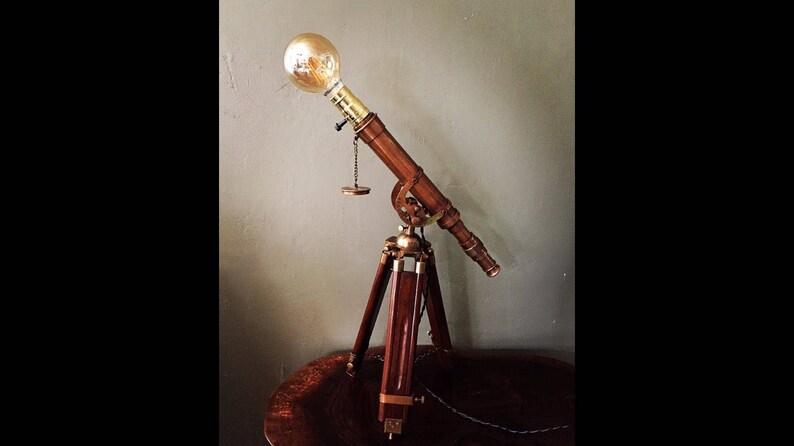 Telescope Table Lamp Antique Vintage Rotating Image 0