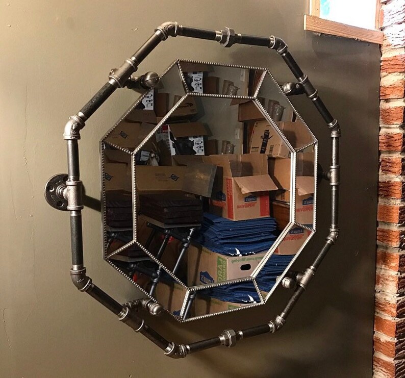 Steampunk insustrial octagon pipe mirror/32 mirror/pipe Etsy