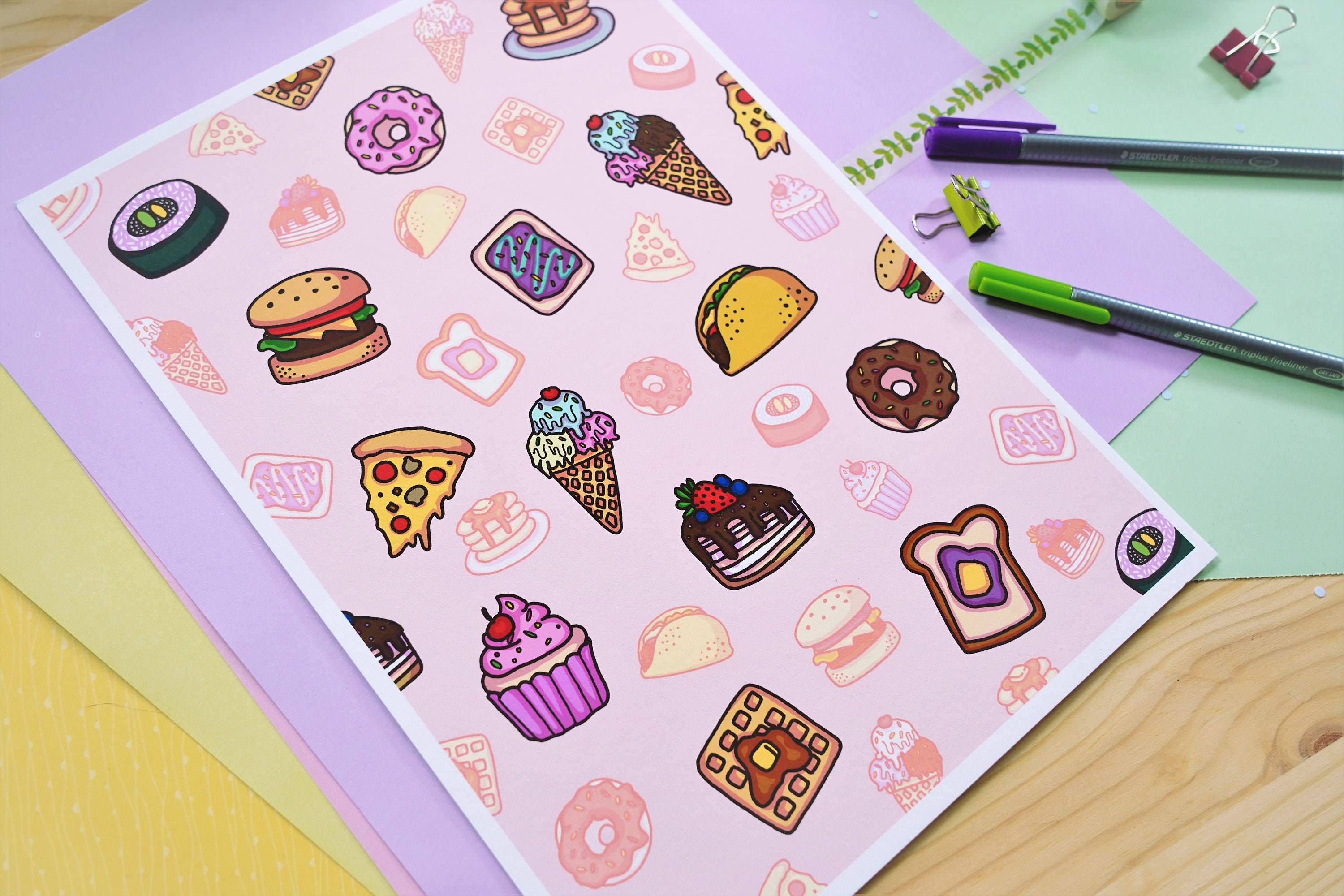 Junk Food Art Print Digital Illustration Original Wall Art Etsy