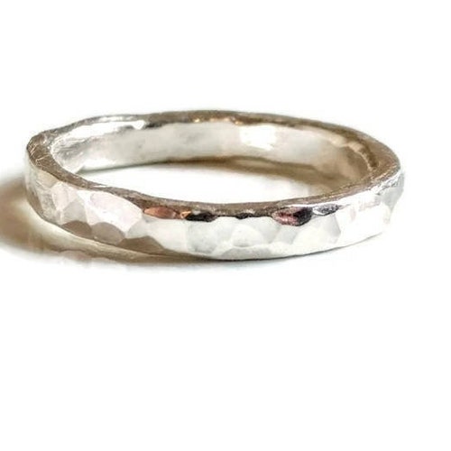 Fine Silver Ring, Hammered Silver Ring,  Unisex Wide Silver Band, Stacking Ring, Hand Forged Metalsmith Ring, Artisan Ring