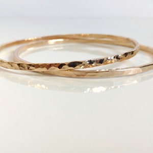 Thick Hammered Gold Bangle, Gold Filled Simple Classic Bangle, Hand Forged Textured Gold Stacking Bangle Bracelet