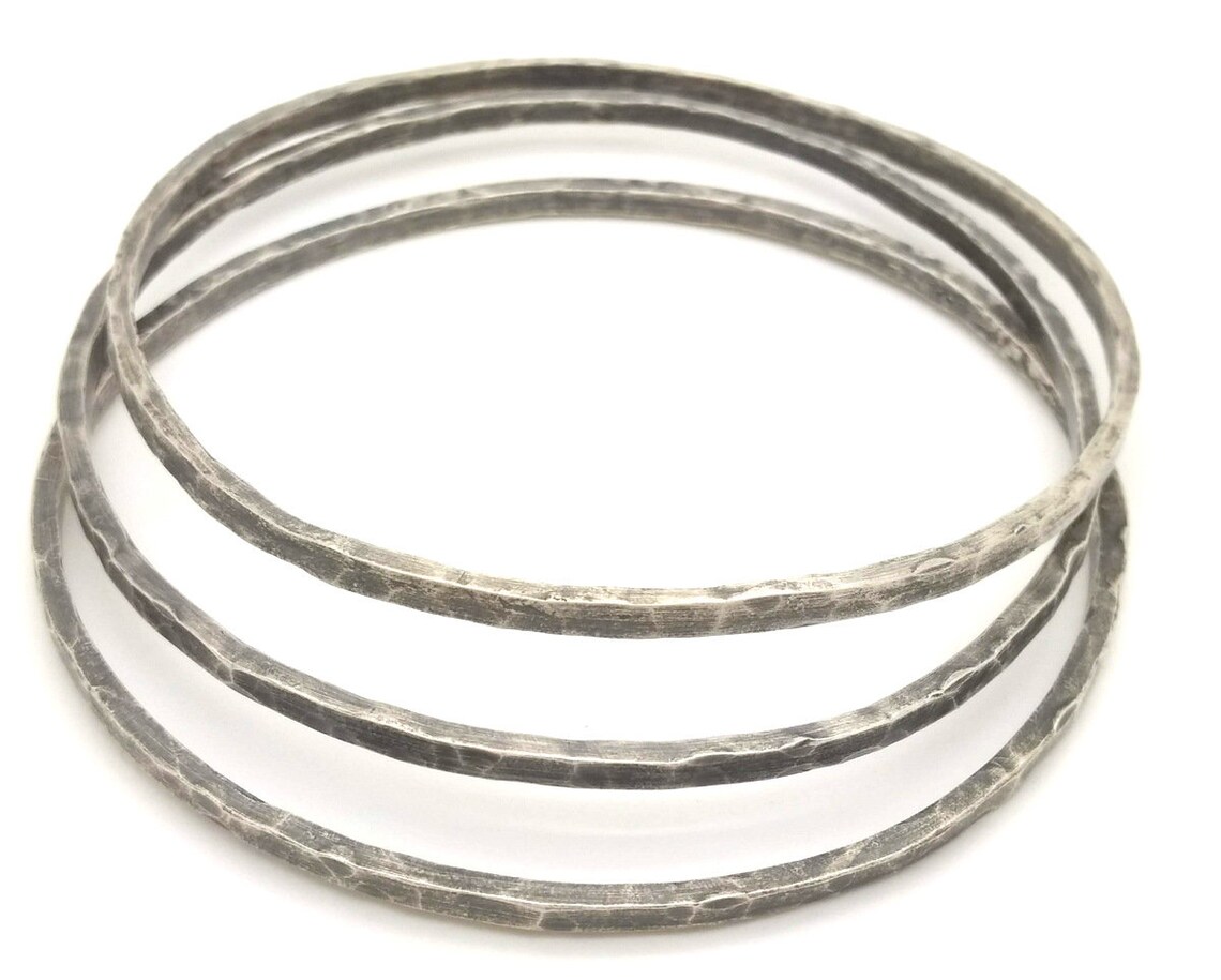 999 Fine Silver Hammered Bracelets 999 Solid Silver Artisan Etsy