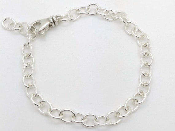 Silver Link Bracelet Medium Weight Silver Cable Chain - Etsy