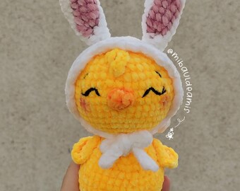 Crochet Easter Chick Pattern: Bunny Hat Plushie (PDF Download)