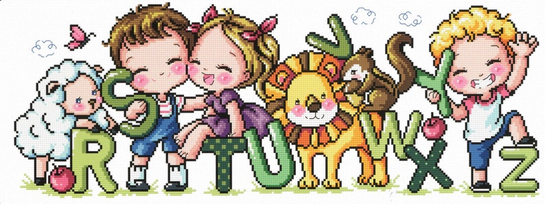 Cross stitch pattern leaflet Big chart SODAstitch SO-G101 Alphabet game 3