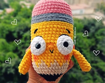 Doodle the Pencil Crochet Pattern | Kawaii Amigurumi Toy, Stationery Plush (PDF Download)