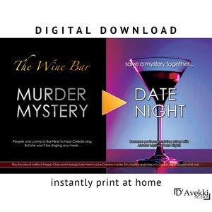 2-player cocktail themed Murder Mystery Date Night® game for Valentine&#39;s Day or anniversary [Digital Download]