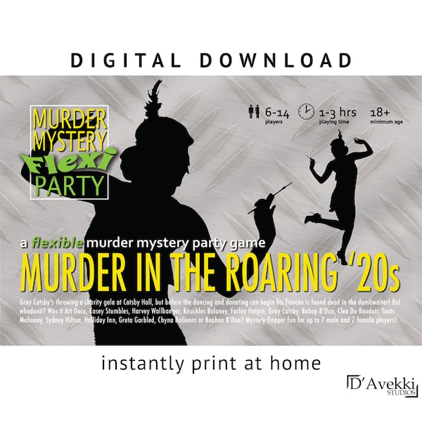Roaring 20s flappers & dappers 6-14 player Murder Mystery Flexi Party® game [Digital Download]