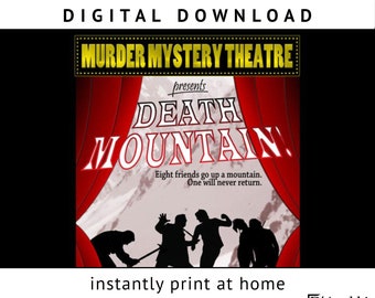 Ski-chalet themed murder mystery buffet party game for 8 amateur thespians! [Digital Download]