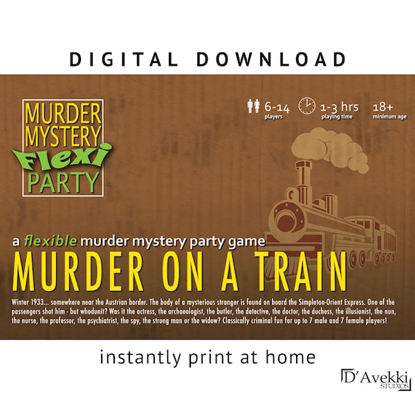 Classic 1930s whodunit 6-14 player steam train Murder Mystery Flexi Party® game [Digital Download]