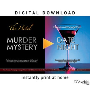 2-player scandal themed Murder Mystery Date Night® game for Valentine's Day or anniversary [Digital Download]