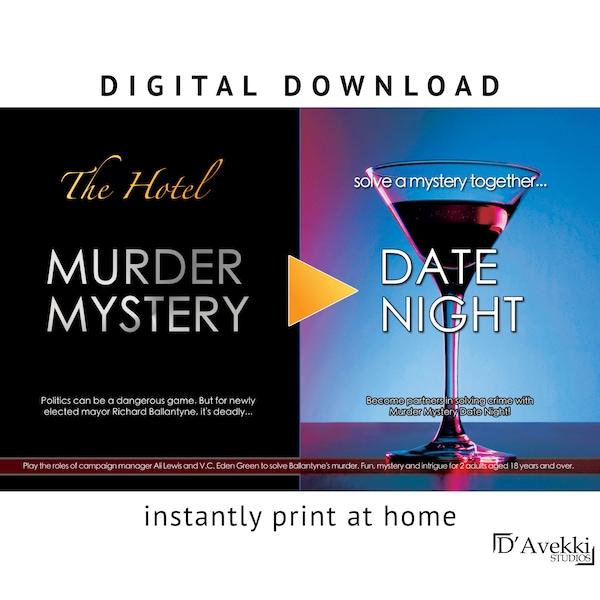 2-player scandal themed Murder Mystery Date Night® game for Valentine's or anniversary [Digital Download]