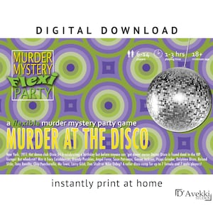 1970s disco themed 6-14 player Murder Mystery Flexi Party® game [Digital Download]