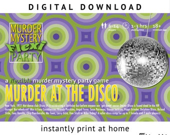 1970s disco themed 6-14 player Murder Mystery Flexi Party® game [Digital Download]