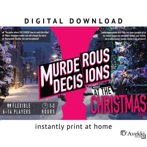 Family friendly 6-14 player Christmas game with choices! Flexible Murderous Decisions® dinner party game [Digital Download]