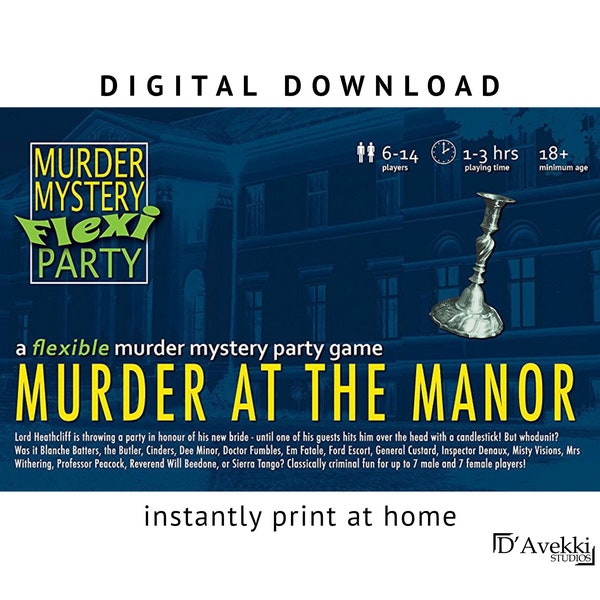 6-14 player manor house Murder Mystery Flexi Party® game [Digital Download]