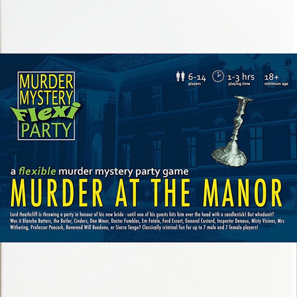 Classic English manor house flexible murder mystery dinner party game for 6-14 players [Digital Download]