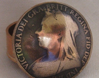 Queen Victoria Penny Coin Snuff Box / Pill Pot / Stash Box / Keepsake Handcrafted In Trench Art Style