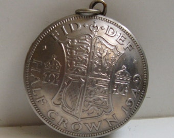 Vintage King George VI 2/6 Half Crown Coin Birth Year Keepsake Handcrafted Pendant / Watch Chain Fob
