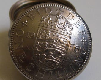 Vintage British Shilling Coin Pill Box / Snuff Box /  Stash Box / Keepsake Handcrafted In Trench Art Style