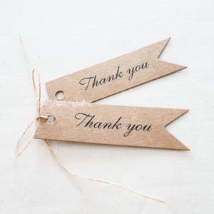 Thank You Kraft Gift Tags for Wedding & Party Favours Flag Shape