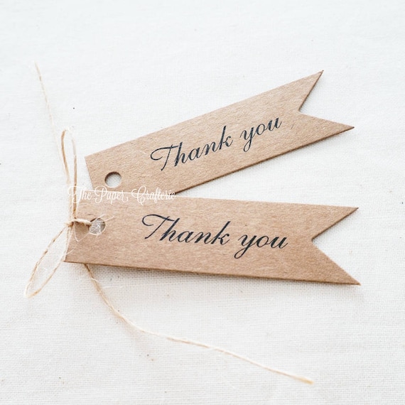 30 x Thank You Tags Kraft Gift Tags Rustic Flag Wedding Favours Bomboniere
