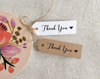 White / Kraft Brown Thank You Gift Tags Rustic DIY Wedding Party Favours