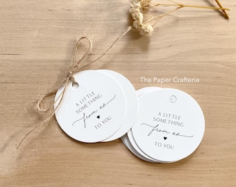 A Little Something From Us To You Gift Tags Round White Wedding Baptism Engagement Favours