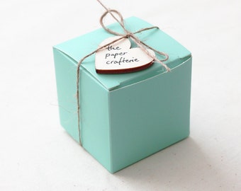 Mint Green Aqua Paper Favour Gift Box - Set of 14