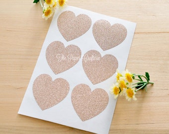 Rose Gold Pink Glitter Heart Stickers Labels Envelope Seals - Pack of 24