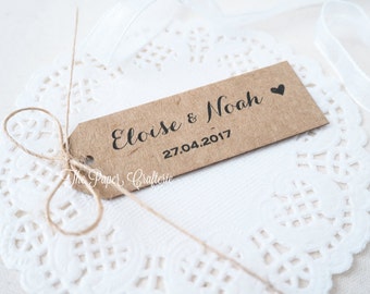 Personalised Wedding Gift Tags Favours Kraft Brown Couple Names