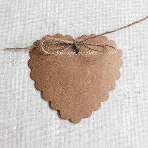 Heart Scalloped Kraft Brown Cardboard Paper Gift Tags