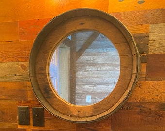 Whiskey Barrel Round Mirror