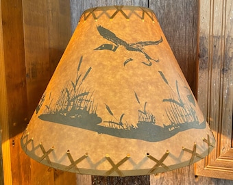 Rustic Oil Kraft Laced Scenic Lamp Shade - Flying Loon