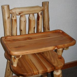Cedar Log High Chair with wooden tray