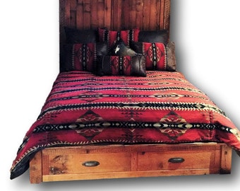 Barn Wood Platform Cabin Style Bed with front drawers