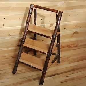 Hickory log step stool