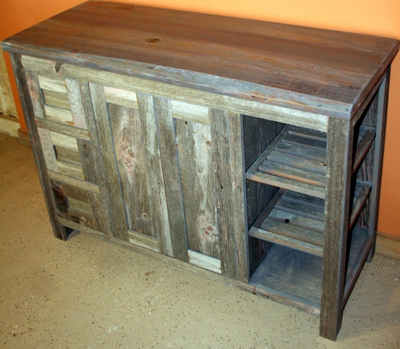 Weathered Gray Reclaimed Wood Bathroom Vanity top included Etsy