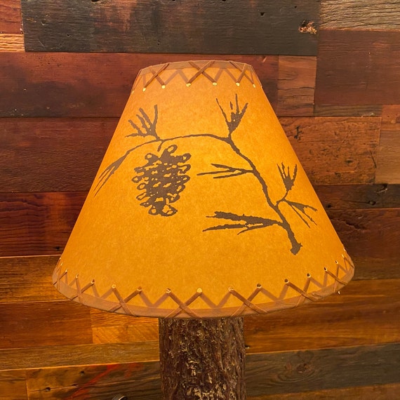 Rustic Oil Kraft Laced Scenic Lamp Shade Pinecone 