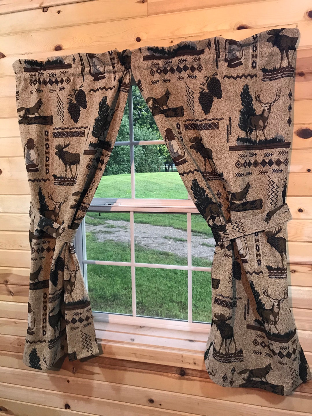 Rustic Cabin Curtains Etsy