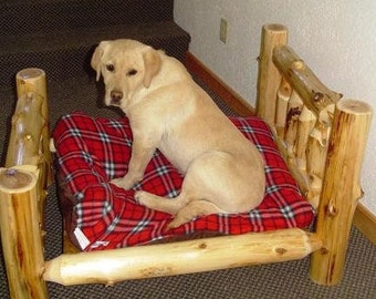 RUSTIC DOG BED - Cedar Log Dog Bed - Pet Bed