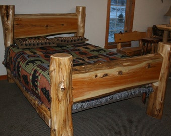 CEDAR LOG BED- Cedar Slab Bed - King Size Log Bed