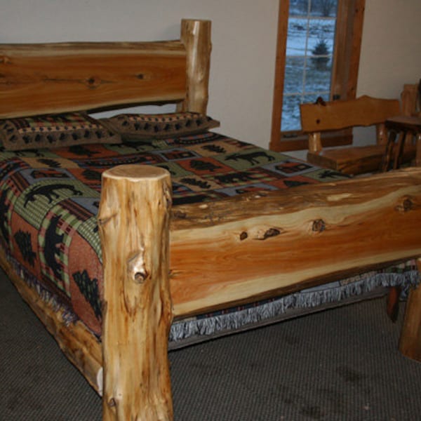 King Size Cedar Log Bed Etsy