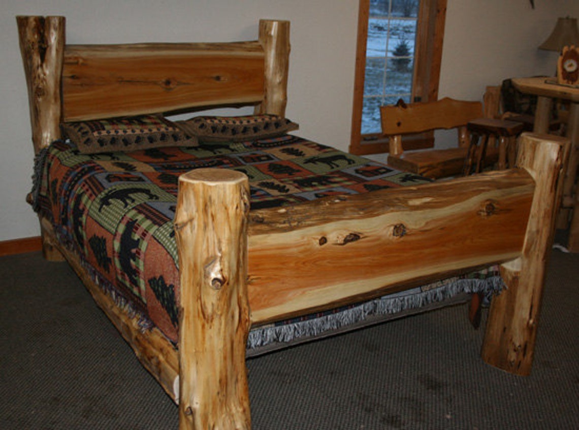 CEDAR LOG BED Cedar Slab Bed Twin Log Bed Etsy
