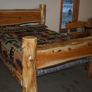 CEDAR LOG BED Cedar Slab Bed Twin Log Bed image 1