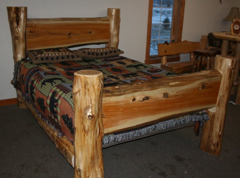 CEDAR LOG BED Cedar Slab Bed Twin Log Bed image 1